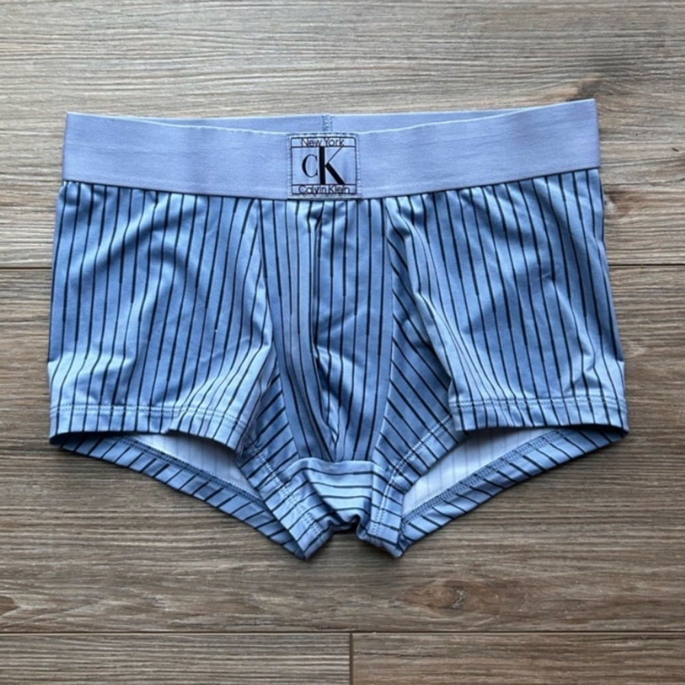 Calvin Klein | CK Established Low Rise Trunk in Blue w/ Black Pinstripe (Small)